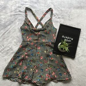NWT Lush Gingham Floral Romper